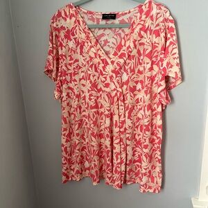 Lane Bryant Cream‎ Pink Pleated Blouse